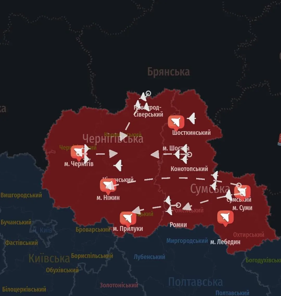 Alerts.in.ua додав візуалізацію руху цілей: як увімкнути на карті тривог