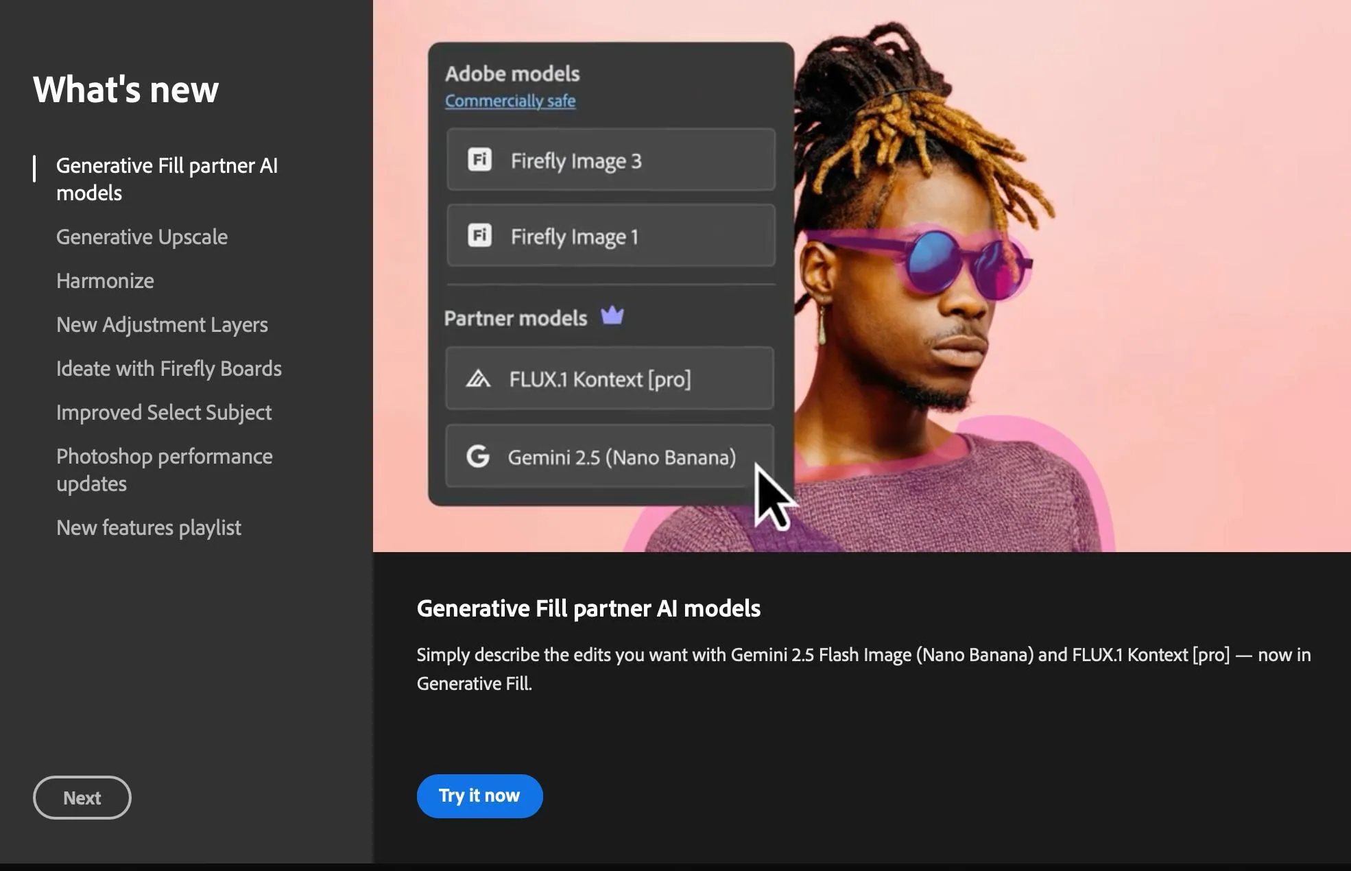 Adobe Photoshop 27: Nano Banana у стабільній версії, Topaz AI і Harmonize