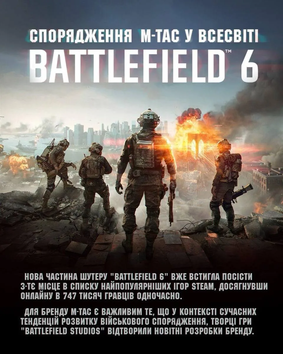 Battlefield 6 відтворив спорядження українського бренду M-Tac у грі