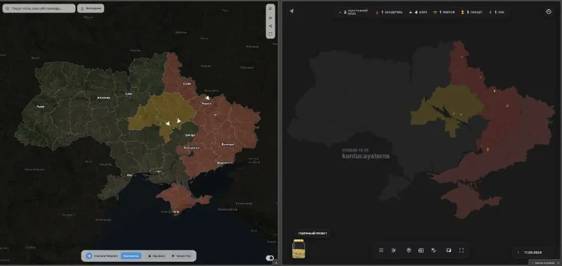 Neptun та Kontur.systems: карти повітряних тривог і шахедів у Chrome зі спліт-екраном