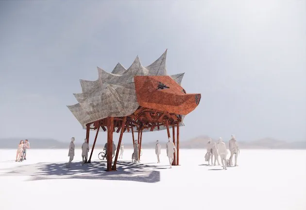 Українська команда на Burning Man 2023: арт-об'єкт The Hedgehog Temple з протитанкових їжаків