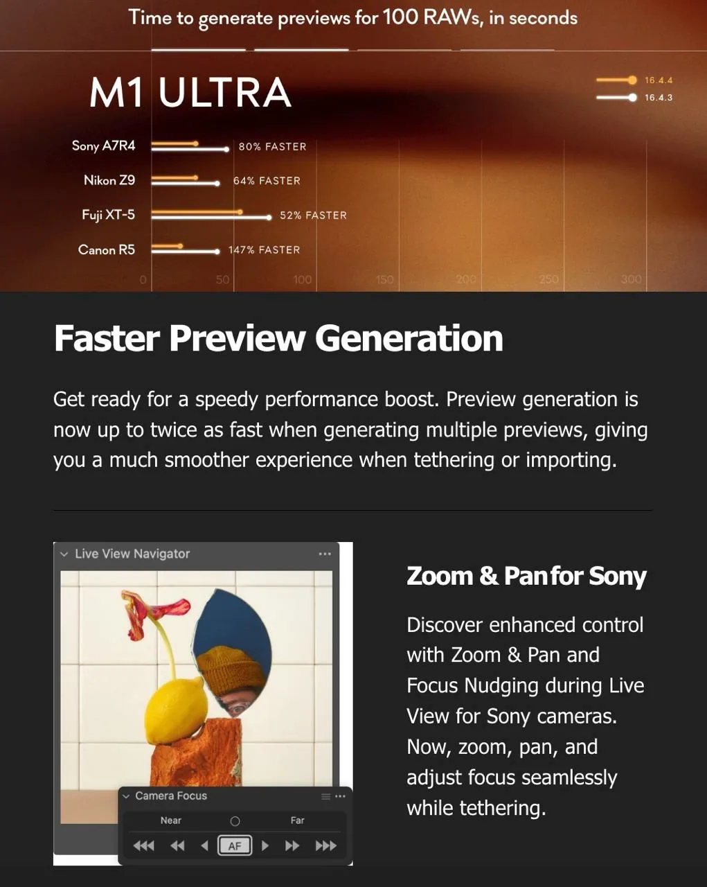 Capture One 16.4.4: зум і фокусування в LiveView для Sony та швидша генерація превью